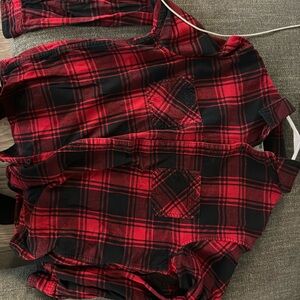 Red ultimate flannel urban pipeline button up shirt